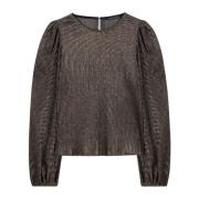 Lamé Ballonmouw Blouse Luisa Cerano , Gray , Dames