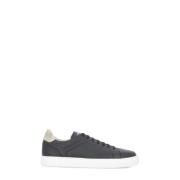 Zwarte Leren Sneakers voor Heren Brunello Cucinelli , Black , Heren