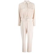 Beige Corduroy Jumpsuit met Riem Brunello Cucinelli , Beige , Dames