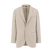 Kasjmier Jersey Jas met Hoornknopen Brunello Cucinelli , Beige , Heren