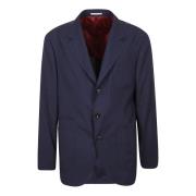 Luxe Wol Zijde Jas Brunello Cucinelli , Blue , Heren