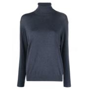 Blauwe Cashmere Roll-Neck Coltrui Brunello Cucinelli , Blue , Dames