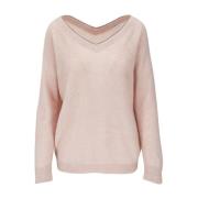 Dubbele Kraag Mohair Trui Brunello Cucinelli , Pink , Dames