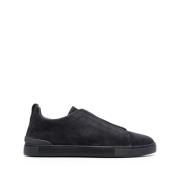 Suede Triple Stitch Sneakers Ermenegildo Zegna , Blue , Heren