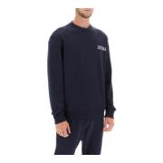 Crew-neck sweatshirt met flocked logo Ermenegildo Zegna , Blue , Heren