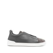 Leren Triple Stitch Sneakers Ermenegildo Zegna , Gray , Heren