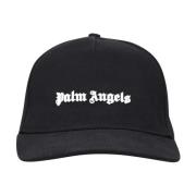 Zwarte katoenen pet met geborduurd logo Palm Angels , Black , Heren