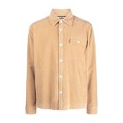 Beige Corduroy Jack-Shirt met Logo Palm Angels , Beige , Heren