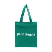 Stijlvolle Groene Wolmix Tote Tas Palm Angels , Green , Heren