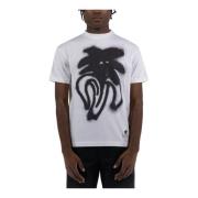 Grafisch Bedrukt T-Shirt met Korte Mouwen Palm Angels , White , Heren