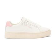 Witte/Roze Logo Platform Sneakers Palm Angels , White , Dames