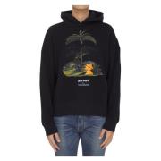 Zwarte katoenen hoodie met Enzo From The Tropics motief Palm Angels , ...
