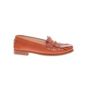 Gepatineerde kalfsleren loafers met franjes Tod's , Brown , Dames