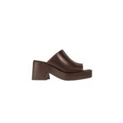 Bruin Leren Platform Muiltjes Tod's , Brown , Dames