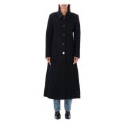 Zwarte lange jas met getailleerde taille Tory Burch , Black , Dames