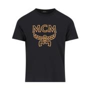 Zwarte Logo T-Shirt voor Heren MCM , Black , Heren