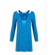 Elegante Mini Jurk met Satijnen Inzetstuk Patrizia Pepe , Blue , Dames