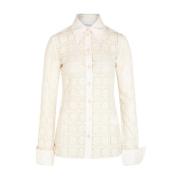 Bloemen Kant Shirt Sportmax , White , Dames