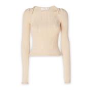 Ronde hals gekweek Sportmax , Beige , Dames