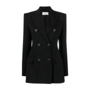 Dubbelbreasted Wol Blazer Sportmax , Black , Dames