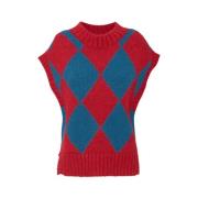 Argyle Wol Gilet La DoubleJ , Red , Dames