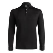 Pima Katoenen Polo Shirt met Lange Mouwen Boggi Milano , Black , Heren