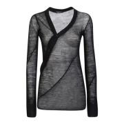 Asymmetrische V-hals Wollen Trui Ann Demeulemeester , Black , Dames