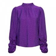 Paarse Jacquard Top met Opstaande Kraag &Co Woman , Purple , Dames