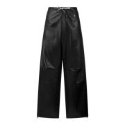 Plonge Nappa Leren Militaire Broek Darkpark , Black , Dames