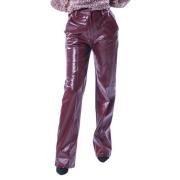 Eco-Leren Hoge Taille Broek Fracomina , Purple , Dames