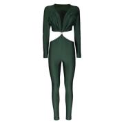 Lycra Jumpsuit met Diepe Halslijn MVP wardrobe , Green , Dames