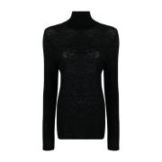 Stretch Wol Coltrui T-shirt Saint Laurent , Black , Dames