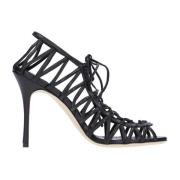 Leren Vetersandalen Manolo Blahnik , Black , Dames