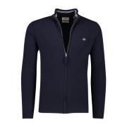 Donkerblauwe lamswollen vest met rits Gant , Blue , Heren