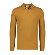 Geel/Bruin Lange Mouw Polo Gant , Yellow , Heren