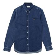 Regular Fit Denim Overhemd met Basic Logo Lacoste , Blue , Heren