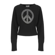 Zwarte trui met Peace logo Moschino , Black , Dames