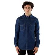 Westers denim overhemd Valentino , Blue , Heren