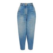 Vervaagde baggy denim jeans Balmain , Blue , Dames