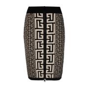 Zwarte Intarsia-Gebeide Midi Rok Balmain , Black , Dames