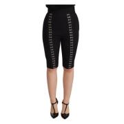 Zwarte Wol Stretch Hoge Taille Shorts Dolce & Gabbana , Black , Dames