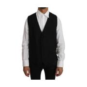 Upgrade je formele look met deze Wol Zijden Vest Dolce & Gabbana , Bla...