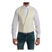 Crèmekleurig Off-White Formeel Wol Vest Dolce & Gabbana , White , Here...