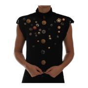 Luxe Versierde Bloemen Militair Vest Dolce & Gabbana , Black , Dames