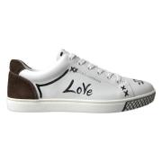 Witte Leren Bruine Love Casual Sneakers Dolce & Gabbana , White , Here...