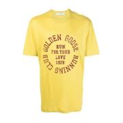 Logo-Print Linnen T-Shirt Golden Goose , Yellow , Heren