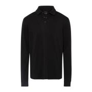 Zwarte polo met lange mouwen en 3 knopen Brax , Black , Heren