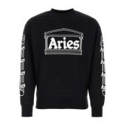 Zwarte katoenen sweatshirt Aries , Black , Heren