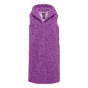 Sherpa Fleece Hooded Vest BomBoogie , Purple , Dames