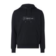 Gestreepte Logo Hoodie met Capuchon oor Heren Calvin Klein , Black , H...